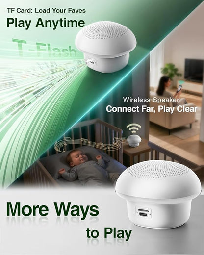 Portable White Noise Sound Machine for Baby Kids Adults, 20 Natural Soothing Sounds, 48H Battery Playback, 30 Volume Levels, 3 Timers, Memory Function & Soft Night Light for Sleep, Home, Travel, Mini