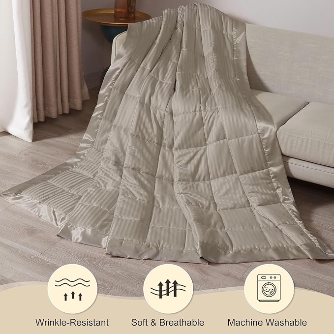 downluxe Weighted Blanket King Size, 18 lb Weighted Blanket with Glass Beads for All Season, Machine Washable Heavy Blanket (Sand, 108 X 90 Inch)