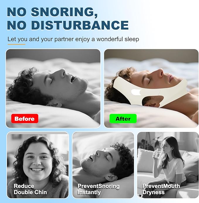 Chin Strap for Sleeping, Adjustable Chin Strap for Snoring, Anti Snoring Devices Breathable and Reusable, Comfortable Stop Snoring Solution, Anti Snore Chin Strap for Men and Women (Green)