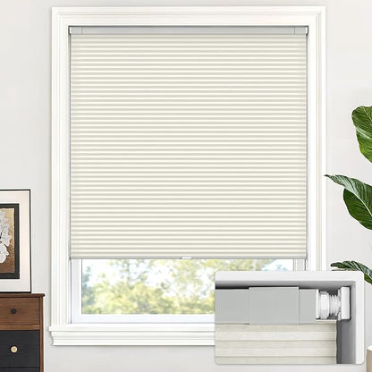 LazBlinds Cordless Cellular Shades, No Tools No Drill Light Filtering Honeycomb Shades Pleated Blinds for Windows, 34 1/2'' W x 64'' H, Dovy Grey