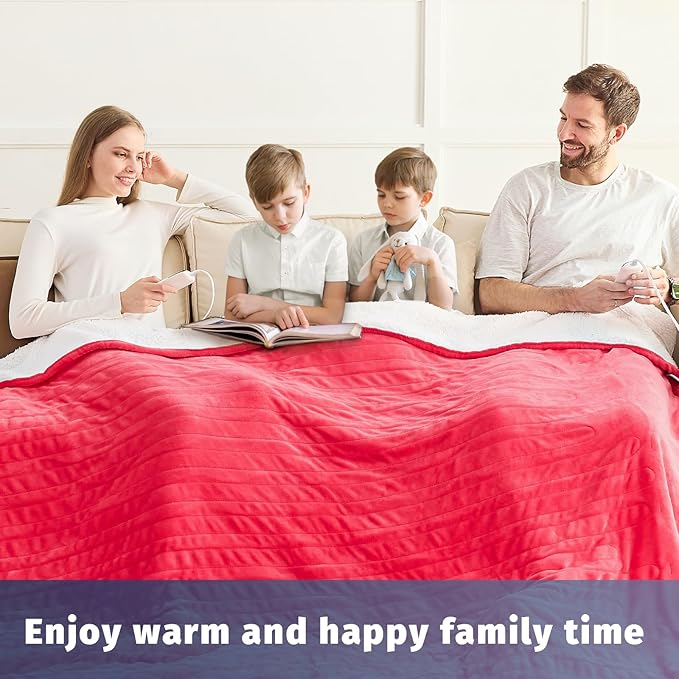 Heated Electric Blanket Queen Size - 84" x 90" Heating Blanket with Dual Control, 10 Heating Levels & 8 Hours Auto Off, Soft Warm Flannel Blanket, Christmas Birthday Gifts for Senior Grandma