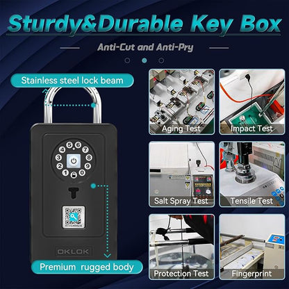 SFW NEW Smart Lock Box,Bluetooth Key Box with App Control & Passcode, Waterproof Wall Mounted & Door Hanging Security Key Lock Box for Home Realtor Office Home Warehouse(Non fingerprint)