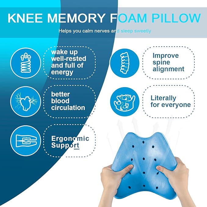 QISHFEN Knee & Leg Pillows Foam Support Pillow for Sleeping for Back Pain,Leg Pillow for Sleeping On Side, Memory Foam Cushion Knee Support Pillows,Pregnancy Pillow Removable (2 Pack)