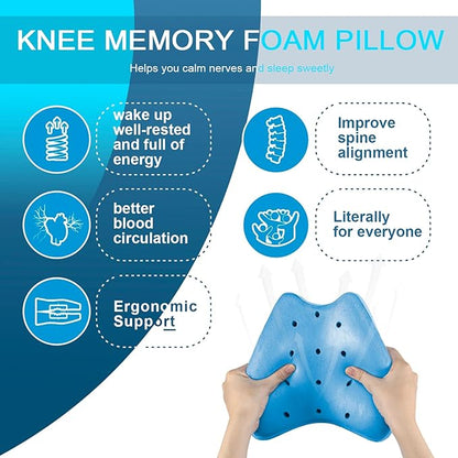 QISHFEN Knee & Leg Pillows Foam Support Pillow for Sleeping for Back Pain,Leg Pillow for Sleeping On Side, Memory Foam Cushion Knee Support Pillows,Pregnancy Pillow Removable (2 Pack)