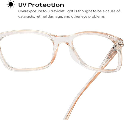 Readerest Blue Light Blocking Glasses – Thin Reflective Lens, Anti-Glare Computer Eyeglasses, UV Protection, Eye Strain Relief (Peach, 2.5 Magnification)