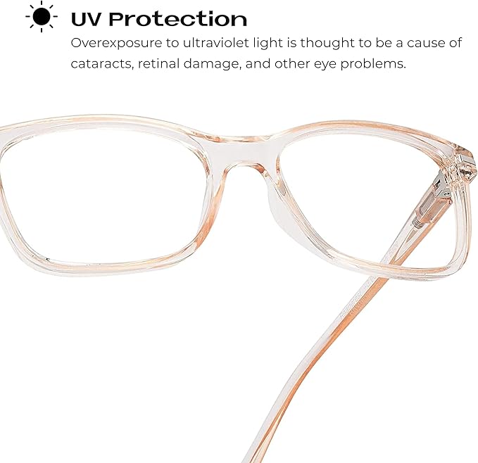 Readerest Blue Light Blocking Reading Glasses (Blush Babe, 1.25 Magnification) Computer Eyeglasses With Thin Reflective Lens, Antiglare, Eye Strain, UV Protection, Stylish For Men And Women
