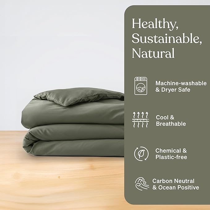 Baloo 100% Cotton Duvet Cover for Weighted Blanket (Moss - 80"x87" - Full/Queen Size) | Cool, Soft & Durable