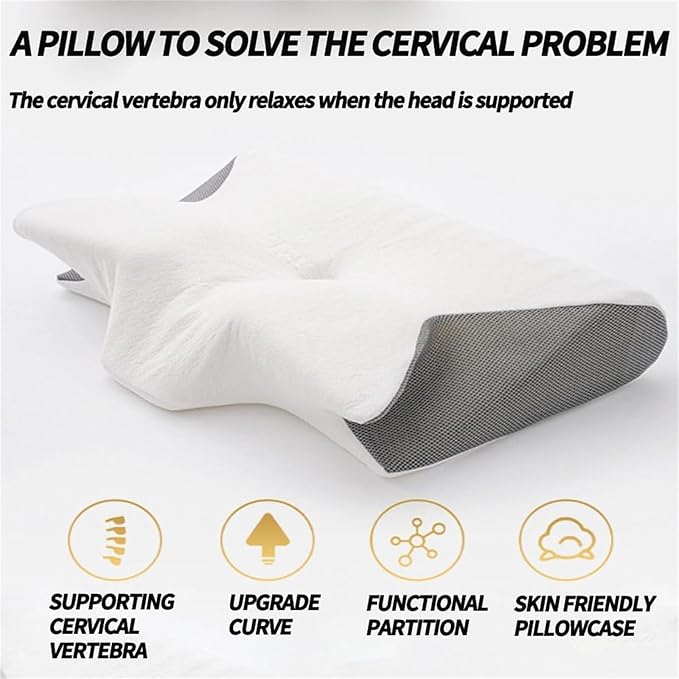 Pillow for Sleep Apnea, Anti Snore Pillows for Sleeping, Premium Memory Foam Pillows for Neck Pain Relief, Ergonomic Side Sleeper for Adults (White)