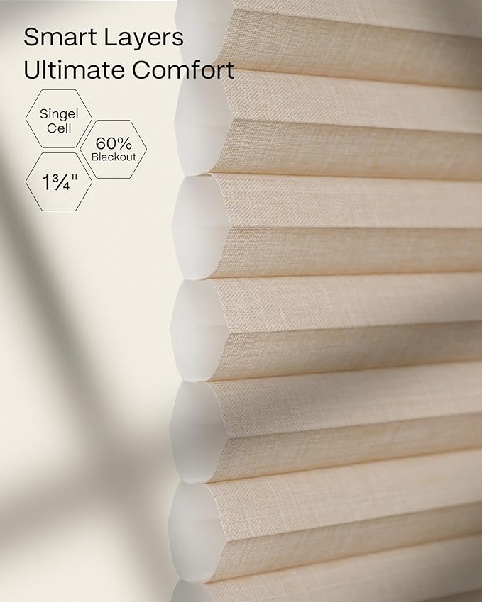 Graywind Motorized Matter Cellular Shades- 60% Blackout Top Down Bottom Up 1-3/4"Cell Honeycomb Blinds for Indoor Windows, Compatible with Alexa Google Siri, Custom Size,Melange Coffee