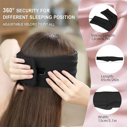 LC-dolida Sleep Mask with Bluetooth Headphones, Ice Silk Sleep Headphones with Bluetooth 5.4, Total Blackout Eye Mask for Sleeping, Sleep Soft Mask for Women Men, All Night Sleep, Travel(Black)
