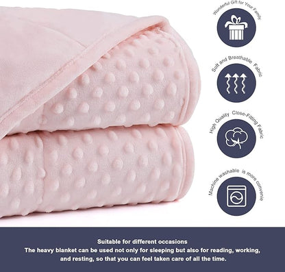 Alomidds Weighted Blanket (60"x80",15lbs Queen Size - Pink), Weighted Blankets for Adults, Cooling Breathable Soft and Comfort Minky, Heavy Blanket Microfiber Material with Glass Beads