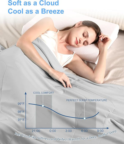 Cooling Comforter Queen Size, Summer Cooling Blanket for Hot Sleepers, Breathable and Lightweight All Season Bedding for Night Sweats, Cooling Technology for Hot Nights, 90"x90", Gray
