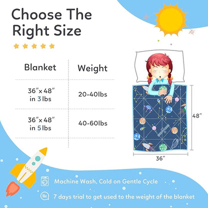 LOYIGA Weighted Blanket with Removable Duvet Case 5lbs 36” x 48”,Reversible Heavy Blanket (Blue)