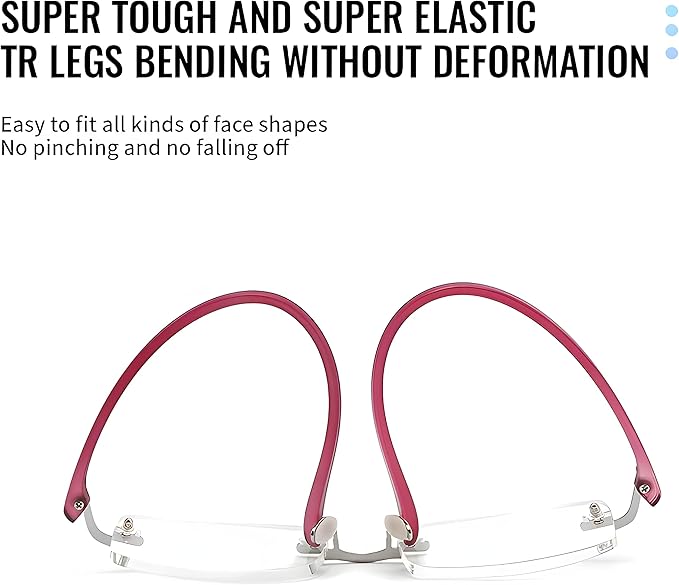 Bhigh 2 Pack Reading Glasses Blue Light Reading Glasses men's reading glasses for women Frameless Computer Reading Glasses