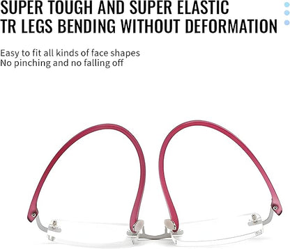 Bhigh 2 Pack Reading Glasses Blue Light Reading Glasses men's reading glasses for women Frameless Computer Reading Glasses