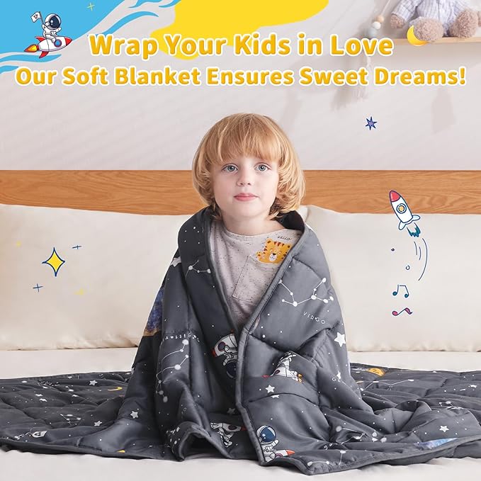 anfie Weighted Blanket Kids (50"x60" 5lbs), Weighted Blanket Cooling Blanket for Sleeping,Throw Size Breathable Blanket with Premium Glass Bead(Space Grey)