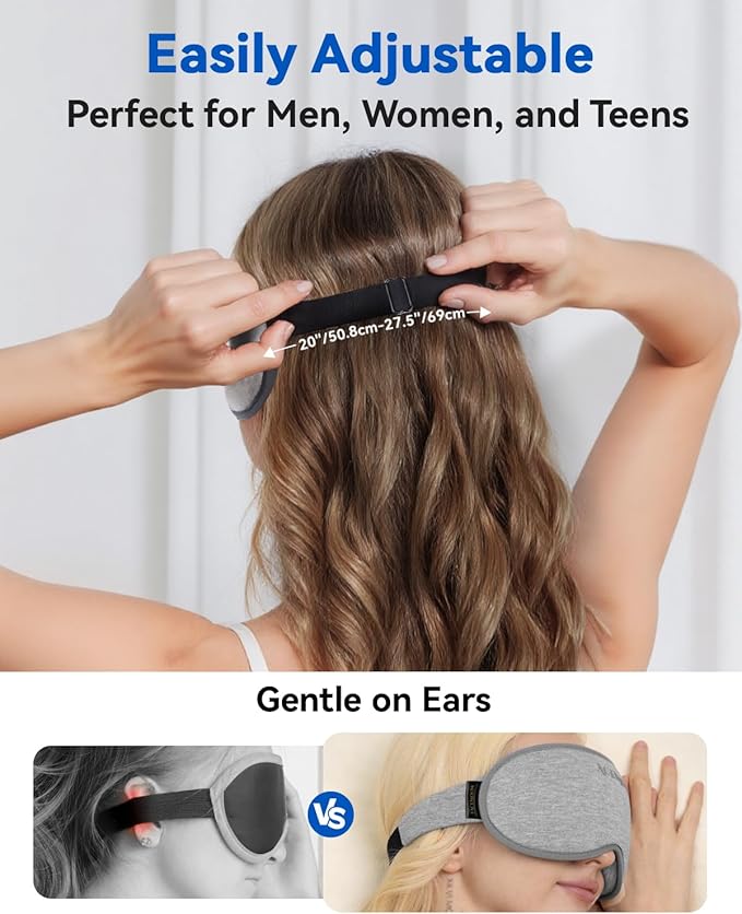 Weighted Eye Mask for Sleeping - Blackout Sleep Mask for Women Men, FACEMOON Lash Extension Eye Covers, Memory Foam, 3D Contoured, Airplane Travel Essentials, Blindfold for Meditation(Gray)