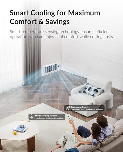 Super Quiet Register Booster Fan for 4" x 12" Register Holes, Smart Vent with Dual Intelligent Thermostat and WIFI App Control, Heating Cooling AC Vent Fan (White)