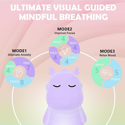 Breathing Loong Guided Visual Breathing Light for Mindfulness Relief | Relaxation Tool | Focus Meditation Device & Calming Night Light | Ideal for All Ages, Home & School Use (Loong)