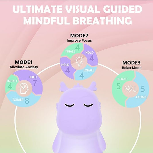 Breathing Loong Guided Visual Breathing Light for Mindfulness Relief | Relaxation Tool | Focus Meditation Device & Calming Night Light | Ideal for All Ages, Home & School Use (Loong)