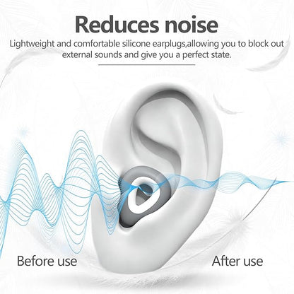 Ear Plugs for Sleeping Noise Cancelling - Grey Reusable Earplugs for 24dB Noise Reduction Snoring Concerts Sleep Deep Focus Work Travel Study, Silicone Flexible Hearing Protection Ear Plugs +3Tips