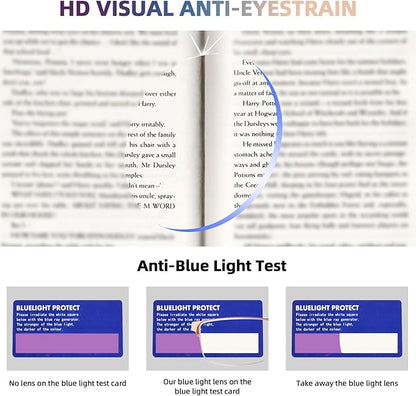 FONHCOO Reading Glasses for Women Men, Blue Light Blocking Reading Glasses Metal Half Frame Computer Readers Anti UV/Glare