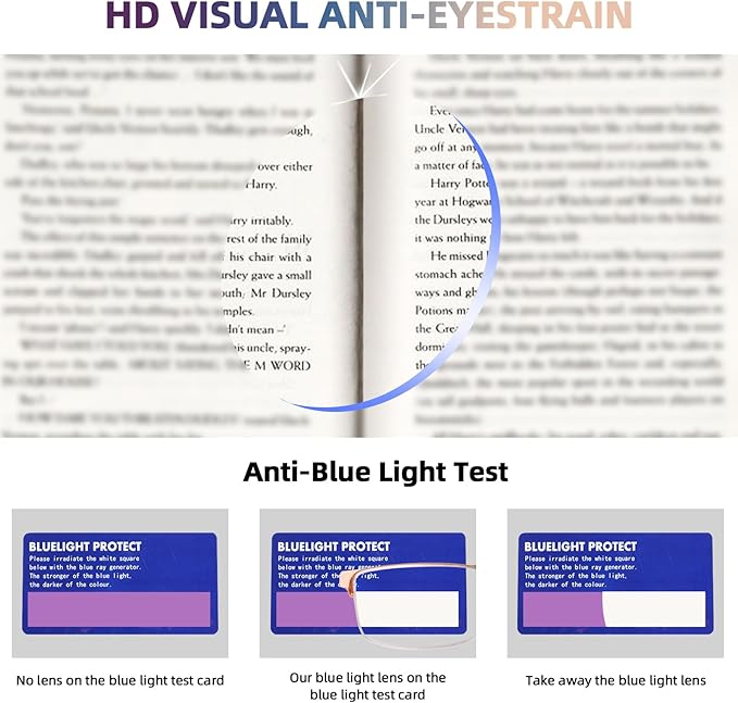 FONHCOO Reading Glasses for Women Men, Blue Light Blocking Reading Glasses Metal Half Frame Computer Readers Anti UV/Glare