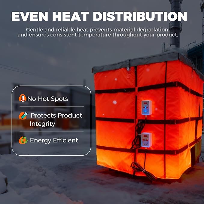 IBC Tote Heater Blanket, IBC Container Heater, 1000L, Smart Temperature Control up to 200°C, IBC Tote Blanket with Thermostat, for Petroleum, Chemical, Food Processing Grey