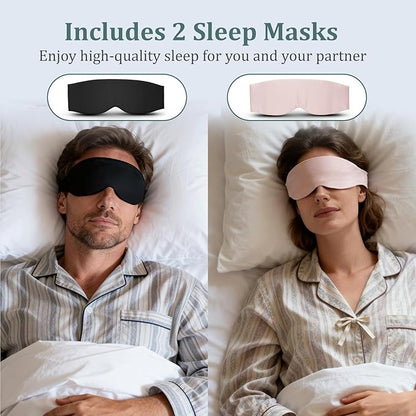 Silk Sleep Mask for Women & Men - 2 Pack Eye Masks for Sleep, 100% Blackout Sleeping Mask, 3D Zero Pressure Side Sleeper Night Blindfold Eye Cover for Travel Nap Couple (Pink & Black)