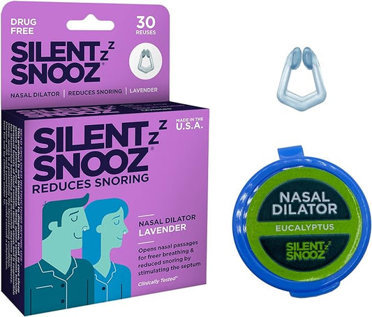 Silent Snooz Nasal Dilator Anti-Snore Device | Made in USA - Reusable Lavender Scented Nose Vent Designed to Stop Snoring (30 Uses)