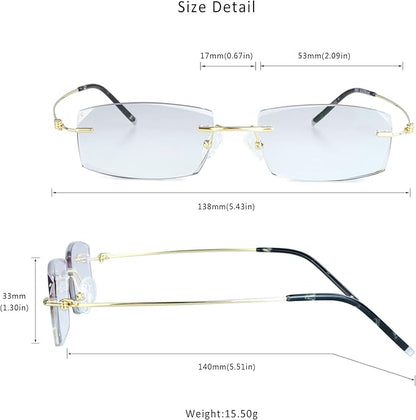 LifeArt Blue Light Blocking Glasses,Computer Reading Glasses,Rimless Frame Tinted Lens with Diamond,Stylish for Women (+4.00 Magnification)