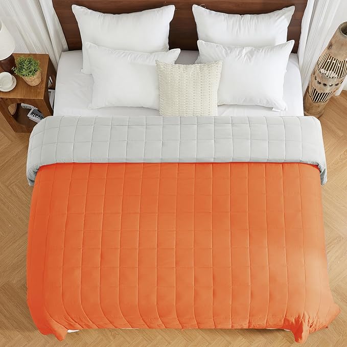 yescool Weighted Blanket for Adults (20 lbs, 88” x 104”, Orange) Cooling Heavy Blanket for Sleeping Perfect for 190-210 lbs, Queen Size Breathable Blanket with Premium Glass Bead, Machine Washable