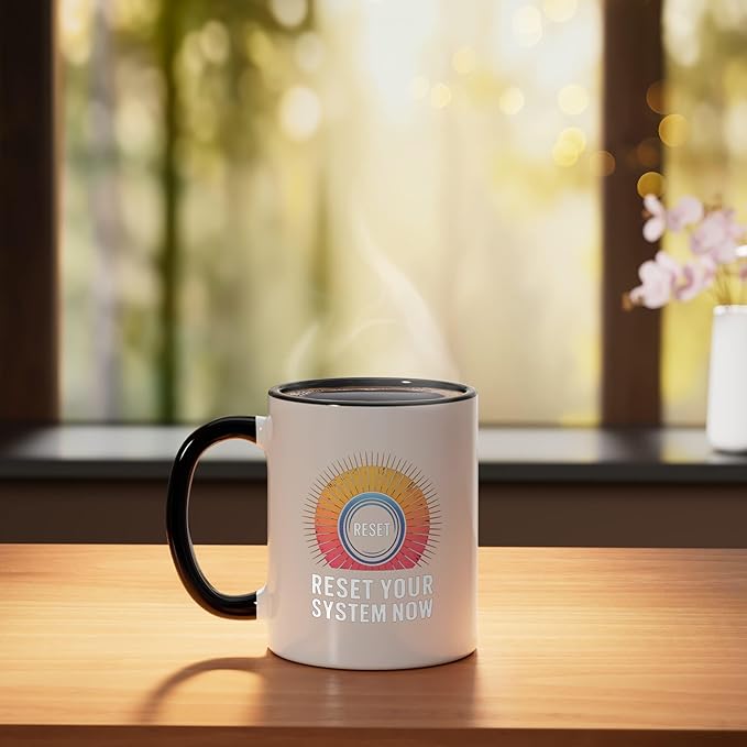Relaxation Breathing Vagus Nerve Stimulation, Stress Relief Ceramic Mug, Black/White