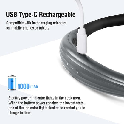 Upgraded LED Neck Reading Light, Book Light, Rechargeable, 3 Colors & 3 Brightness Adjustable, Auto-Off Timer, Neck Light for Reading in Bed, Long Lasting, Perfect for Repairing, Knitting.