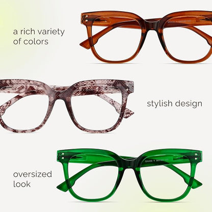 miyya Blue Light Glasses for Women & Men – Oversized UV & Blue Light Blocker Chunky Frames, Stylish Eyewear Accessories