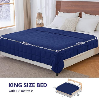yescool Weighted Blanket for Adults (20 lbs, 88” x 104”, Blue) Cooling Heavy Blanket for Sleeping Perfect for 190-210 lbs, Queen Size Breathable Blanket with Premium Glass Bead, Machine Washable