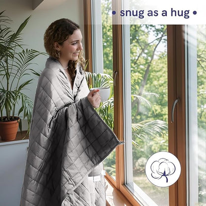 YnM 10lbs Weighted Blanket for Adults,Cotton Heavy Bed Throw Blanket with Cooling Glass Beads for All Season Use, Ideal for ~90lbs (48x72 Inches, Twin/Full, Light Grey)