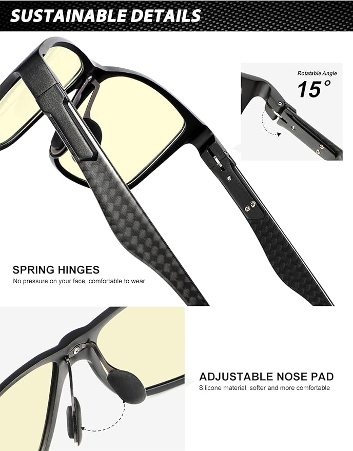 ANYLUV Blue Light Blocking Glasses Men Computer Gaming Glasses Lightweight Al-Mg Metal Anti Eyestrain Eye Protection