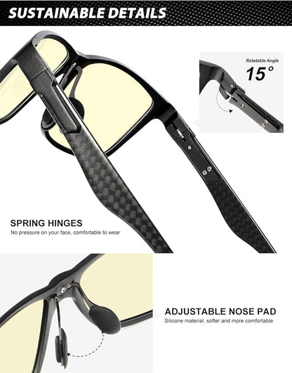 ANYLUV Blue Light Blocking Glasses Men Computer Gaming Glasses Lightweight Al-Mg Metal Anti Eyestrain Eye Protection