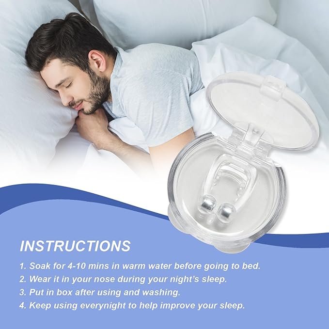 Pack of 6 Magnetic Anti-Snore Clips - Silicone Nose Clips - Reusable Snoring Solution for Nasal Snorers - Enjoy a More Peaceful Night's Sleep - by Mobi Lock