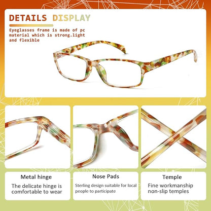 JOSCHOO Computer Reading Glasses for Women and Men 6 Pack Blue Light Blocking Spring Hinge Readers