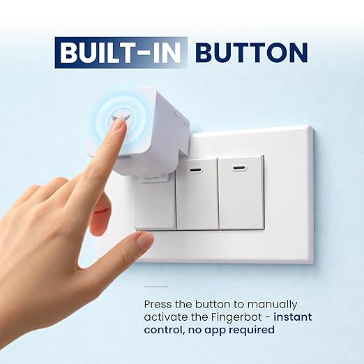 Smart Finger Bot (Gateway Required), Supports Button/Rocker/Toggle Switch, Wireless Bluetooth Control, 2.4GHz Wi-Fi Only, No Wiring Needed, Timer and App Integration, White