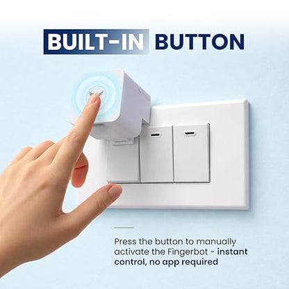 Smart Finger Bot (Gateway Required), Supports Button/Rocker/Toggle Switch, Wireless Bluetooth Control, 2.4GHz Wi-Fi Only, No Wiring Needed, Timer and App Integration, White