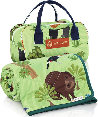 Aricove Kids Weighted Blanket, 5 lb, 36x48 inches, Small Size, Soft Cotton, Machine Washable, Green/Jungle Animals