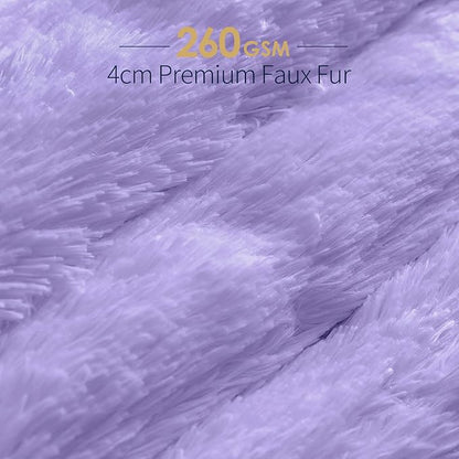 Mr. Sandman Faux Fur Weighted Blanket 20 lbs, Weighted Blanket Queen Size with Luxury Long Fur and Plush Sherpa Back, Super Warm Fuzzy Decorative Heavy Blanket Throw - 60"×80", Light Purple