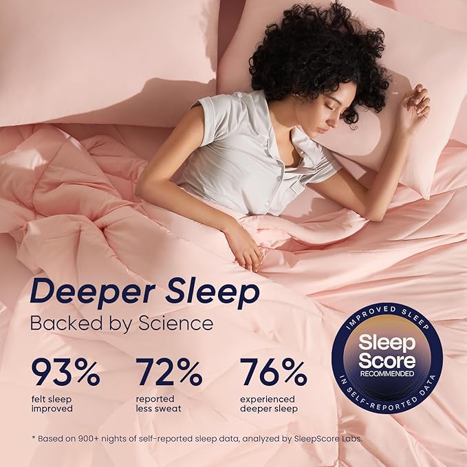 Dream Valley Outlast® King Cooling Comforter, NASA-Grade Instant Cooling Blanket for Hot Sleepers, Luxurious Comforter for All Season, Pink Blush, 106"x90"