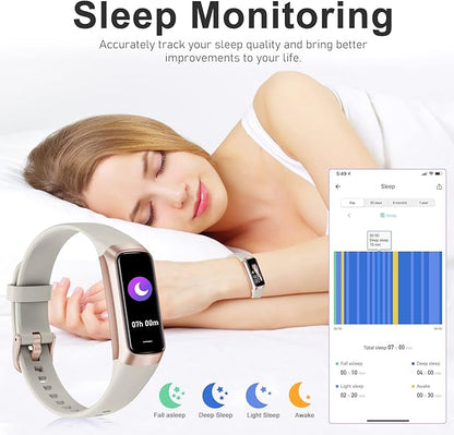 Fitness Tracker with 24/7 Heart Rate, Blood Oxygen Blood Pressure Sleep Monitor, Activity Trackers 5 ATM Waterproof,Step Calorie Counter Pedometer Health Smart Watch for Women Men