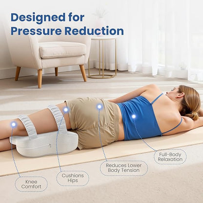 JINXIA Knee Pillow for Side Sleepers, Comfortable Memory Foam Leg Pillow for Side Sleeping, Pillow Sleeping Between Legs Aligns Spine, for Hip, Back & Sciatica Pain Relief, White