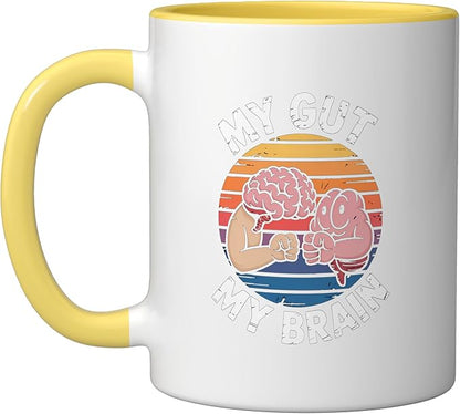 Relaxation Breathing Vagus Nerve Stimulation Stress Relief Ceramic Mug, Yellow/White