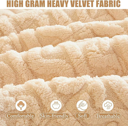Queen Size Luxury Velvet Mattress Cover - Warm Thicken Mattress Protector with Elastic Band, Soft Fitted Sheet Deep Pocket 12In Topper - Bed Bedroom Sleep Comfort
